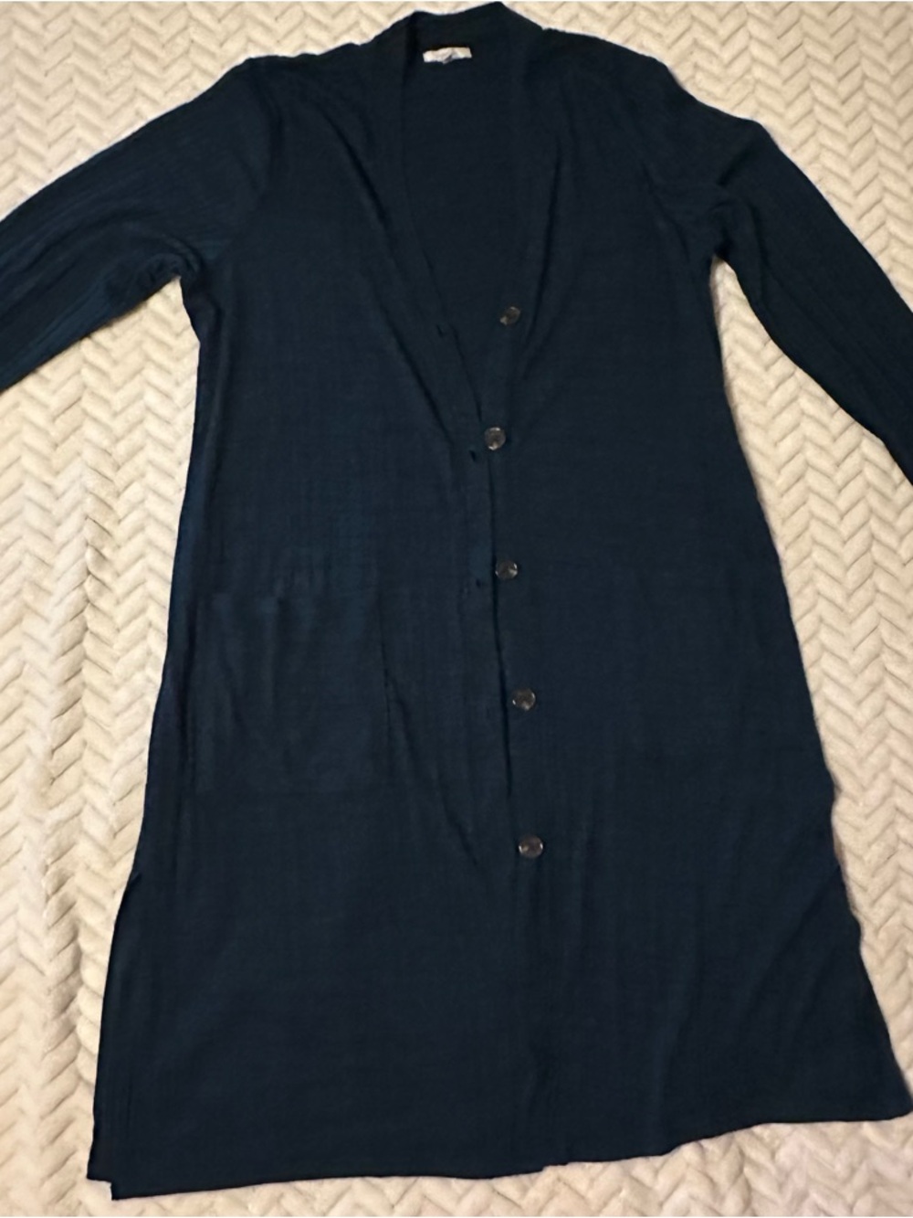 Maurices Dark Teal Blue Size XL Ribbed Extra Long Button Cardigan